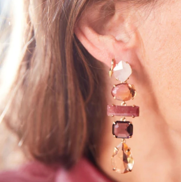 Stella & Dot Gem Linear Earrings - Picture 4 of 7